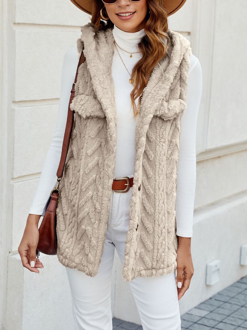 Doudoune sans manches à capuche pour femme – Manteau d'hiver matelassé léger à col montant (beige, rose, rouge, anthracite, kaki, violet)_voghion.com