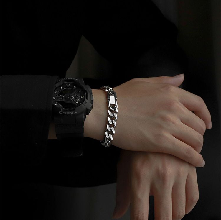 Bracciale punk cubano per uomo e donna, minimalista alla moda, celebrità di Internet e catena di strada cool Instagram Hip-hop_voghion.com