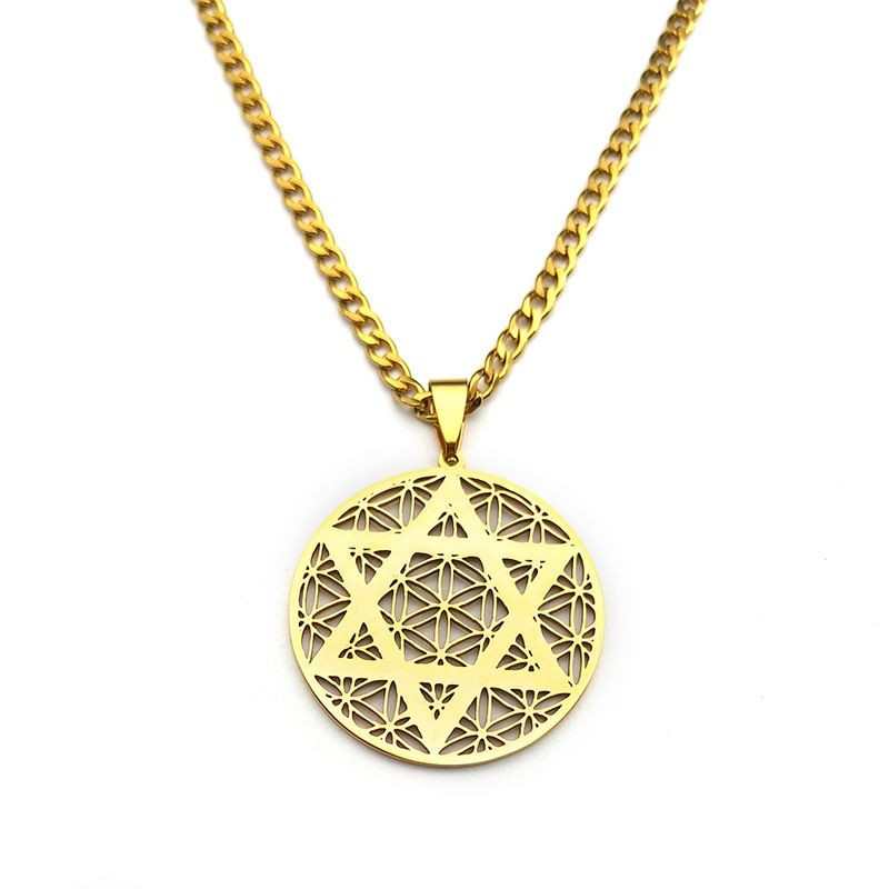 Nuovo ciondolo in acciaio inossidabile con esagramma Capture Net, stile neutro di alta qualità, collana in acciaio al titanio, accessori per gioielli_voghion.com