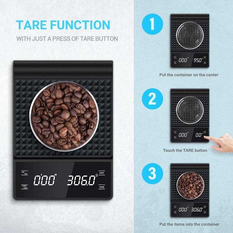 3 Kg/0,1 G Digitale Küche Gewicht Gramm Elektronische Waage Hochpräzise Kaffeewaage Tragbar Mit Timer Lebensmittel Espresso_voghion.com