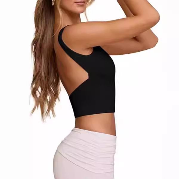 Gilet estivo da donna Hot Girl senza maniche con bretelle e schiena scoperta in seta di latte_voghion.com