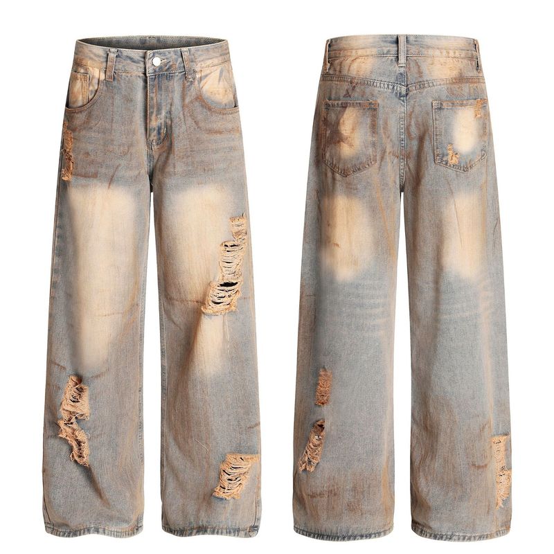 Nouveaux jeans amples et déchirés pour hommes, style britannique, style vintage, tendance, décontractés, pour jeunes, 04_voghion.com