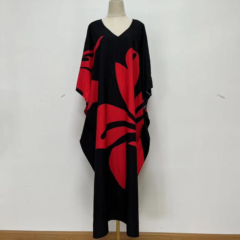 Überwurfkleid mit Fledermausärmeln im Bohemian-Print – Leichter Strandkimono für Damen, Bikini-Wickeltuch, Urlaubstunika in Übergröße, schnelltrocknendes Polyester_voghion.com