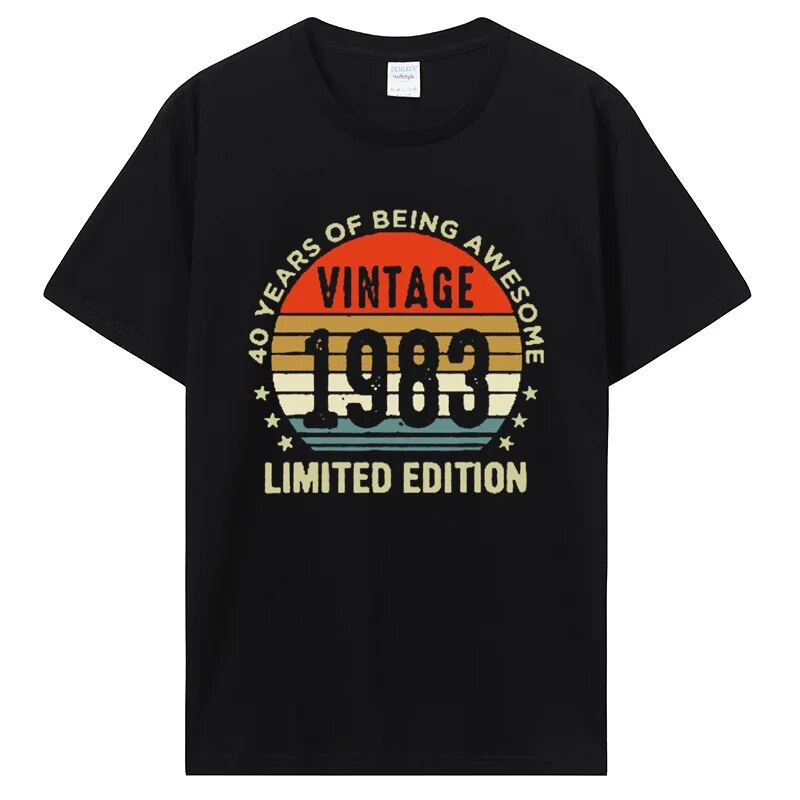 Camiseta "El mejor regalo de la historia" para hombre y mujer, regalos antiguos, camiseta vintage de cumpleaños de 1983, edición limitada, camisetas de algodón._voghion.com