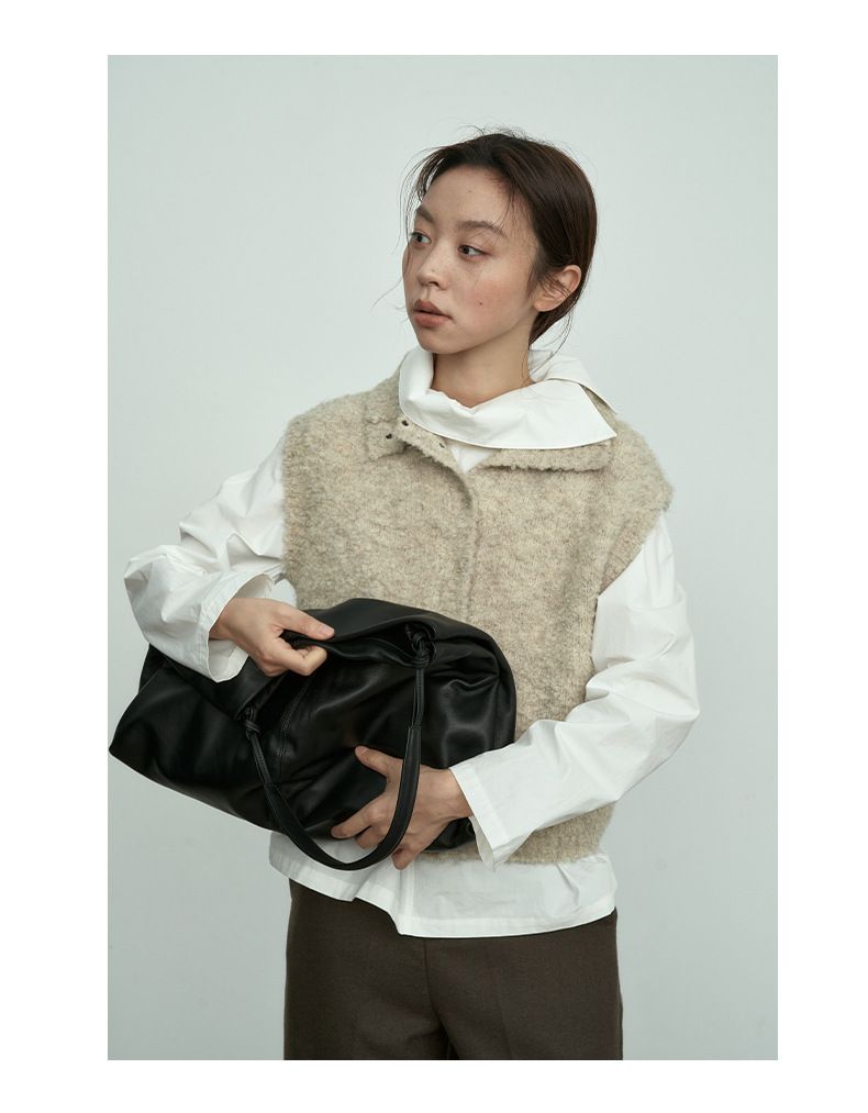Lines Style Winter Korean Version Sleeveless Intellectual Commuting Versatile Wool Cardigan_voghion.com