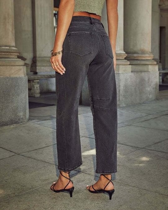 Jeans décontractés amples taille moyenne coupe droite délavés pour femmes Commerce extérieur transfrontalier JEANS européens et américains_voghion.com
