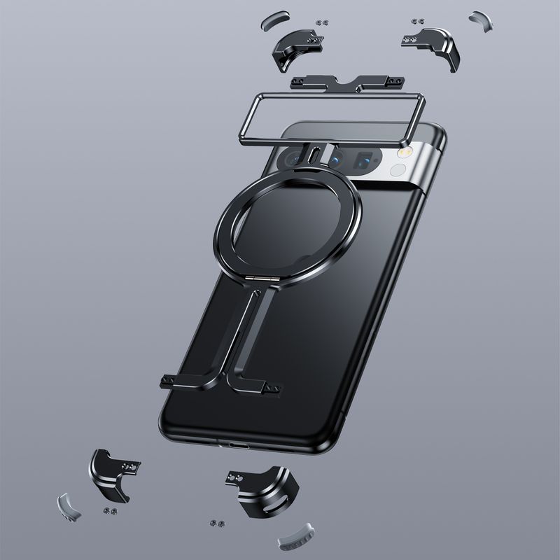 Applicable To Google Pixel 9proXL/Fold/9Pro/9 Mobile Phone Case, Metal Hollow Magnetic Bracket Protective Case_voghion.com