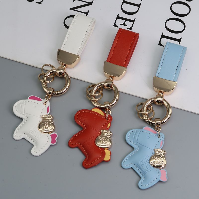 Immediately Get Rich Bracelet Keychain Leather Cartoon Pony Pendant Couple Bag Net Celebrity Car Keychain_voghion.com