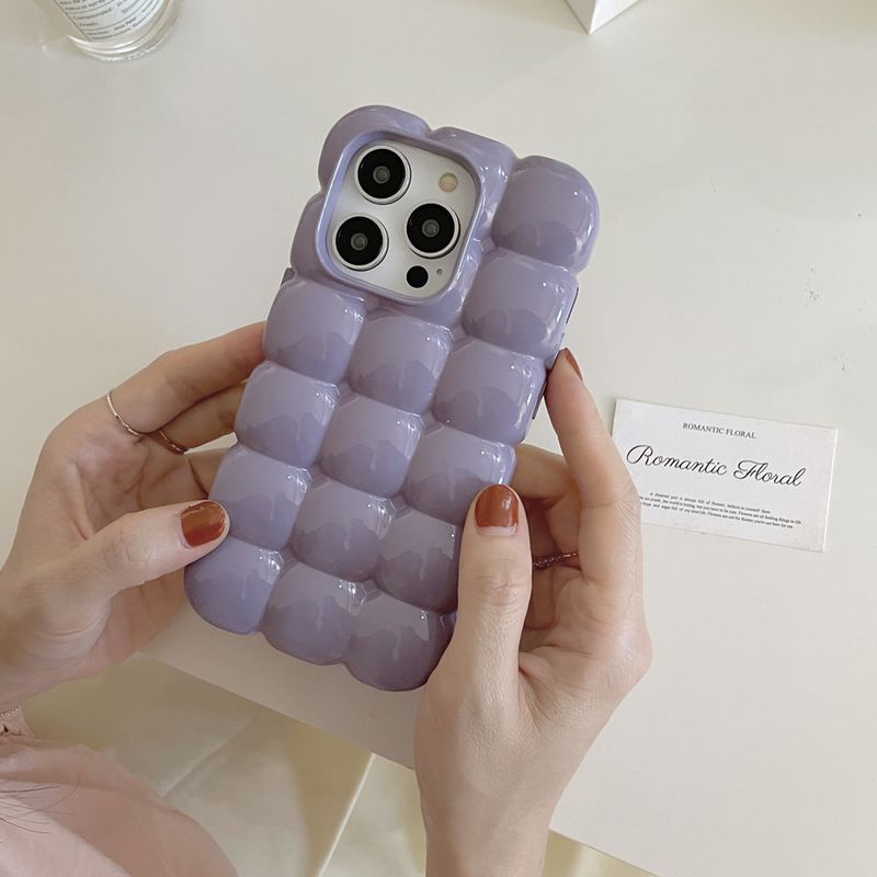 Solid color puff egg cell phone case suitable for iPhone14 Apple 13promax three-dimensional 12 niche 11 soft shell_voghion.com
