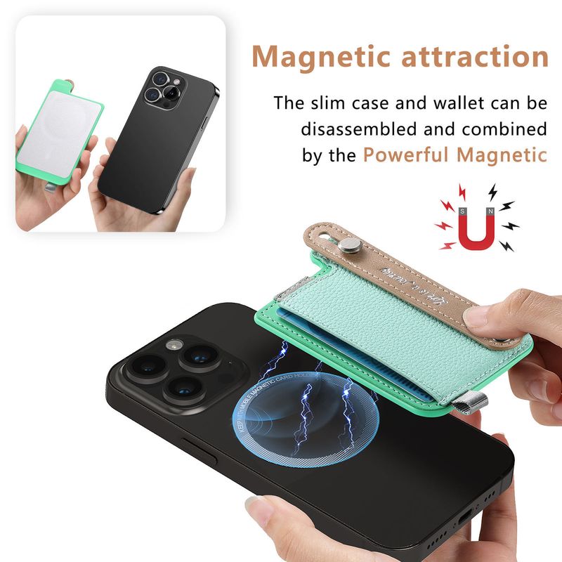 TechGlobe Back Sticker Magasfe Phone Case Wrist Strap Storage Strong Magnetic Card Holder_voghion.com