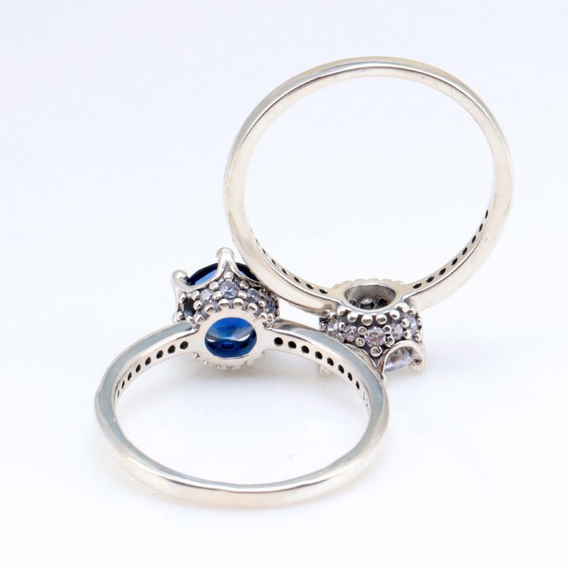 Women's Jewelry Crown Ring Ring White Copper Plated Silver Shining Crown Hollow Pair Ring Female Fashion_voghion.com