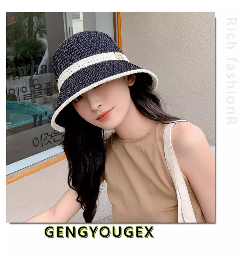 Poletna pletena votla zračna ženska ribiška črka s črkami, vsestranska, za prosti čas, tanka kapa za zaščito pred soncem in zaščito pred soncem_voghion.com