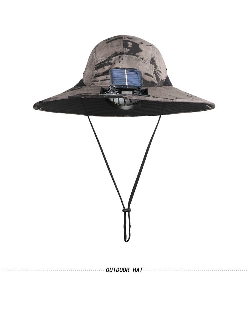 Cappello con ventola di raffreddamento ad energia solare - Cappello da sole a tesa larga per uomo, protezione solare UPF50+ e ventilazione ad alta velocità per escursionismo/pesca all'aperto_voghion.com
