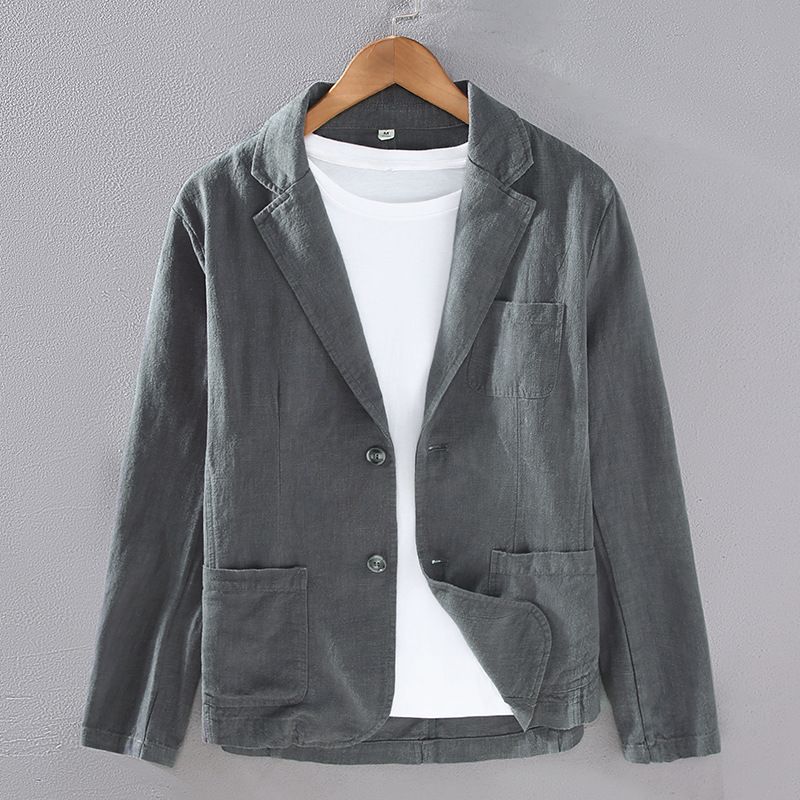 Casual Ramie Small Suit For Men, Versatile For Youth, Loose Fit For Business, Cotton And Linen Suit Jacket_voghion.com
