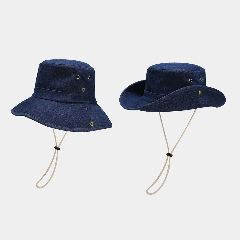 Chapeaux de cow-boy occidentaux pour enfants, chapeaux de soleil en toutes saisons, rétro délavé, grand chapeau seau à avant-toit, protection solaire extérieure, chapeau d'alpinisme pour hommes_voghion.com