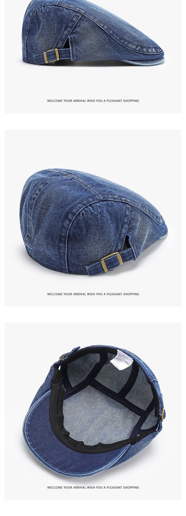 Cappello da pittore in denim da viaggio primaverile e autunnale, stile street style, berretto da giornalaio versatile, piccolo basco retrò letterario_voghion.com