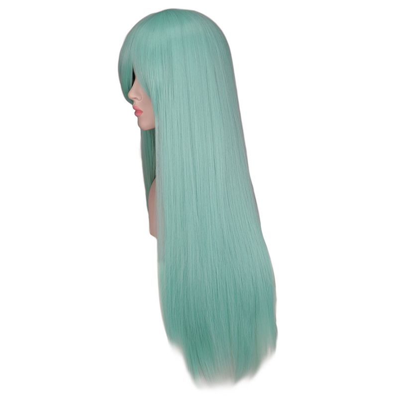 Kuum müük Pikk Sirge Cosplay Parukas Must Lilla Roosa Sinine Hõbehall Blond Valge Oranž Pruun Sünteetilised Juuksed Parukad_voghion.com