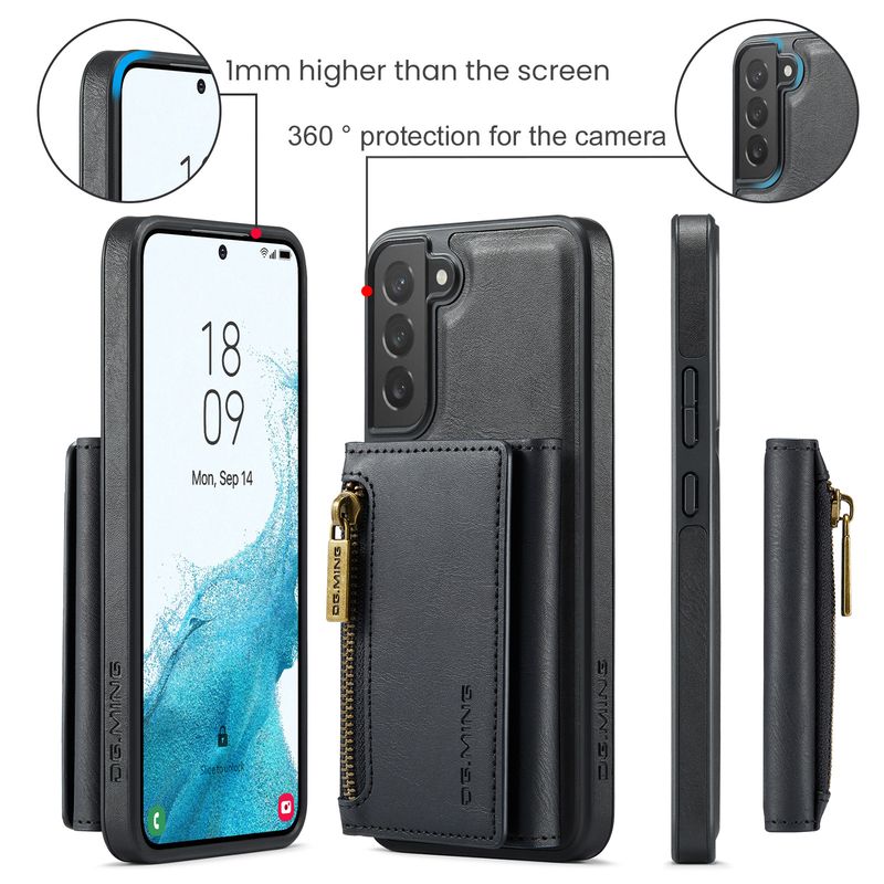 M5 Samsung S22 pretaizdzīšanas birstes RFID rāvējslēdzēja maka telefona maciņam S22 Plus magnētiskais piesūcekņa sadalītais aizsargmaciņš_voghion.com