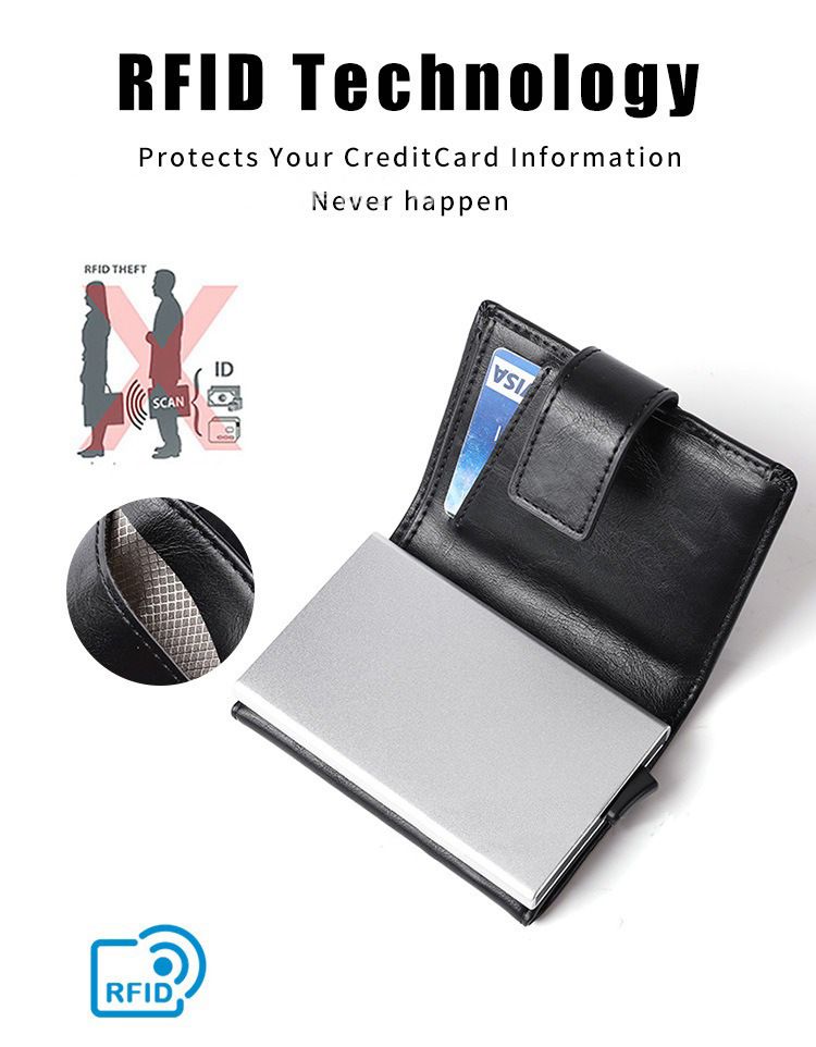 Tarjetero de aleación de aluminio con RFID multifunción antirrobo para hombre, de metal_voghion.com