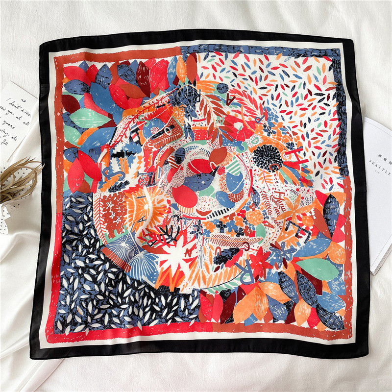 Nuova Sciarpa di Seta Sciarpa Quadrata Piccola Sciarpa di Graffiti Colorati da 70 cm Sciarpa di Protezione del Collo Sottile Autunno e Inverno Aria Estiva_voghion.com