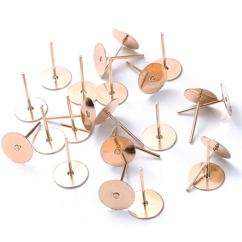 Base per orecchini a forma di garofano in acciaio inossidabile, bullone piatto rotondo per orecchini fai da te, 100 pezzi/suono_voghion.com