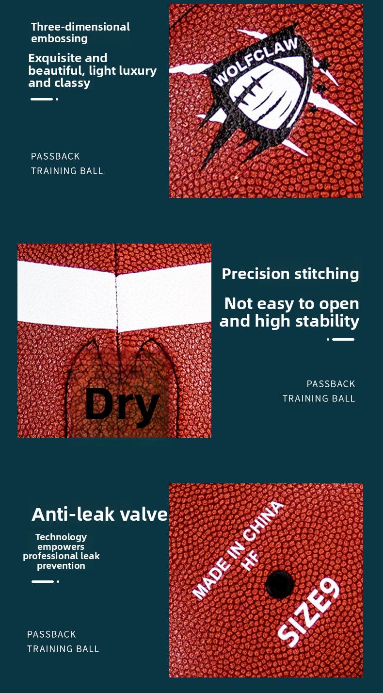 Pallone da rugby per allenamento quarterback all'aperto, in pelle PU antipolvere, per lancio di passaggi transfrontalieri_voghion.com