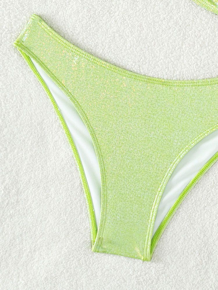 Women's Solid Color Triangle Bikini Set - European & American High-Cut Beach Swimsuit For Summer_voghion.com