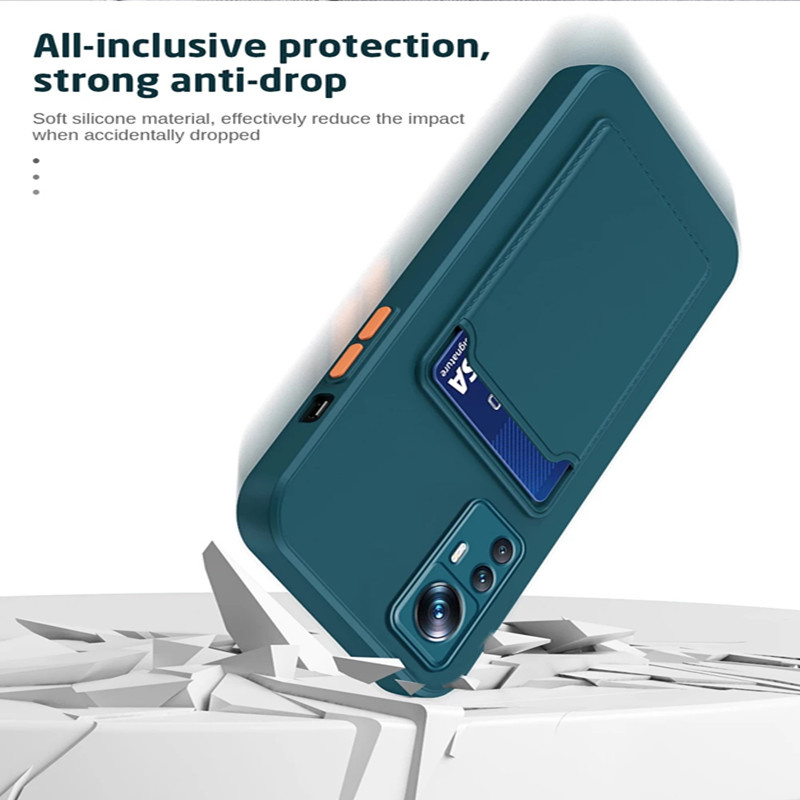 Liquid Silicone Card Holder Case For Xiaomi Mi 12T 11T Pro 13 11 Lite 11 Ultra Wallet Bag Case For POCO F5 X5 X3 Pro M5 M4 X4 M3_voghion.com