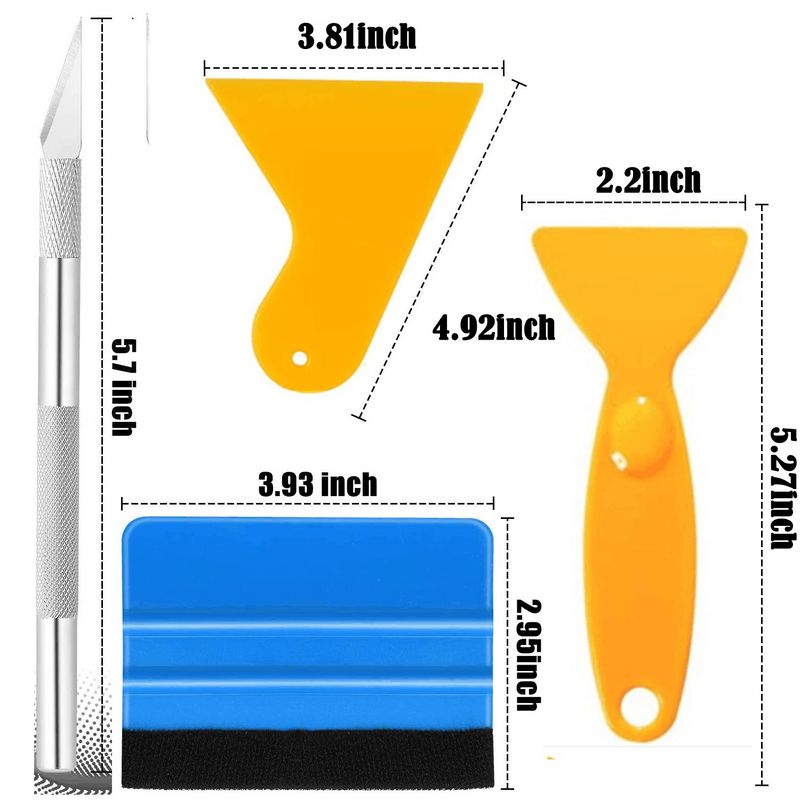 Professional 10-Piece Car Window Tint Kit With Felt Edge Scraper Tools – Includes Precision Knife, Blades & Multi-Color Squeegees_voghion.com