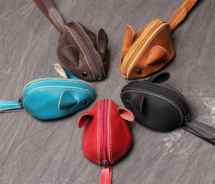 New Animal Cowhide Children's Cute Zero Wallet Made of Genuine Leather Mouse Cartoon Key Bag Multi functional Handheld Storage Bag with Advanced Sense_voghion.com