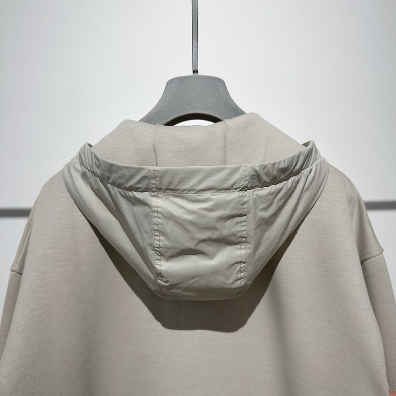 Moletom com capuz e zíper frontal em tecido de lã mista_voghion.com