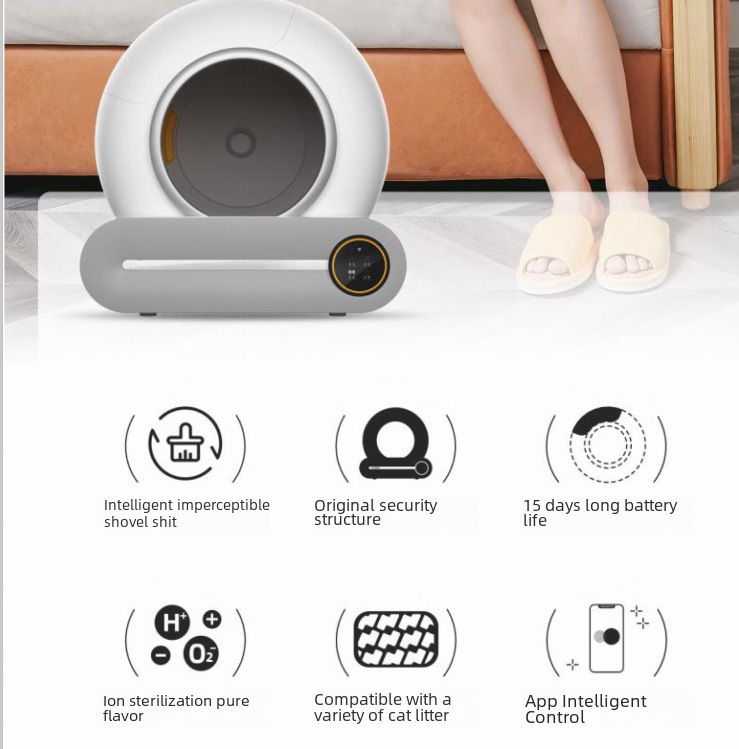 Bac à litière intelligent pour chat Hot Pet, transfrontalier, nettoyage automatique, déodorant électrique, machine à litière pour chat entièrement fermée_voghion.com