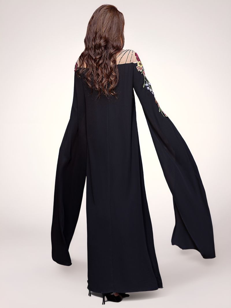 Damenbekleidung Robe Leichte Luxusapplikation Besticktes Perlenkleid Abaya Damenbekleidung aus dem Nahen Osten_voghion.com