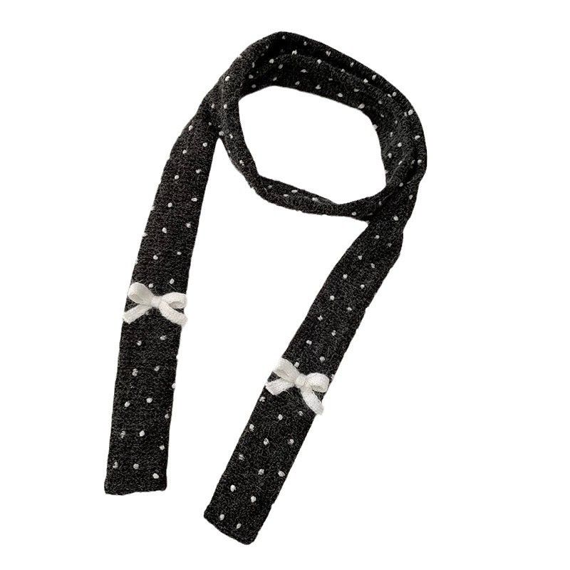Sezione sottile del fiocco di nastro della versione coreana della ragazza decorata con una sciarpa lunga, morbida, calda e versatile_voghion.com