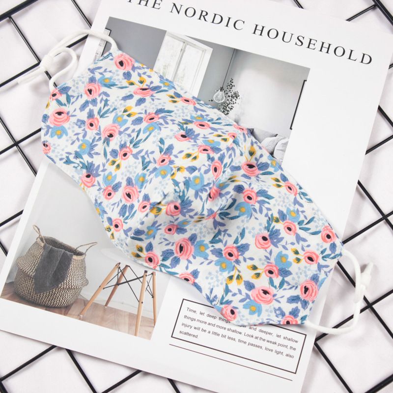 Klein vers bloemenpatroon Dubbellaags ademend verstelbaar stofmasker voor vrouwen_voghion.com