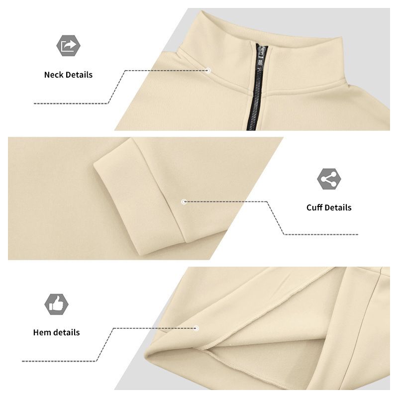 Herren-Pullover mit Fleecefutter und halbem Reißverschluss in Übergröße – lässiger, einfarbiger Hoodie für Herbst und Winter_voghion.com