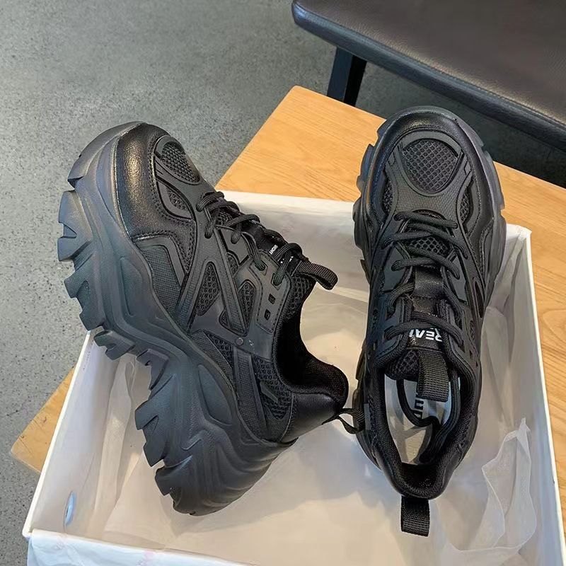 2023 Summer New Thick Sole Breathable Single Lining Matsuke Dad Sports Super High Heels Cat Leg Little White Women's_voghion.com