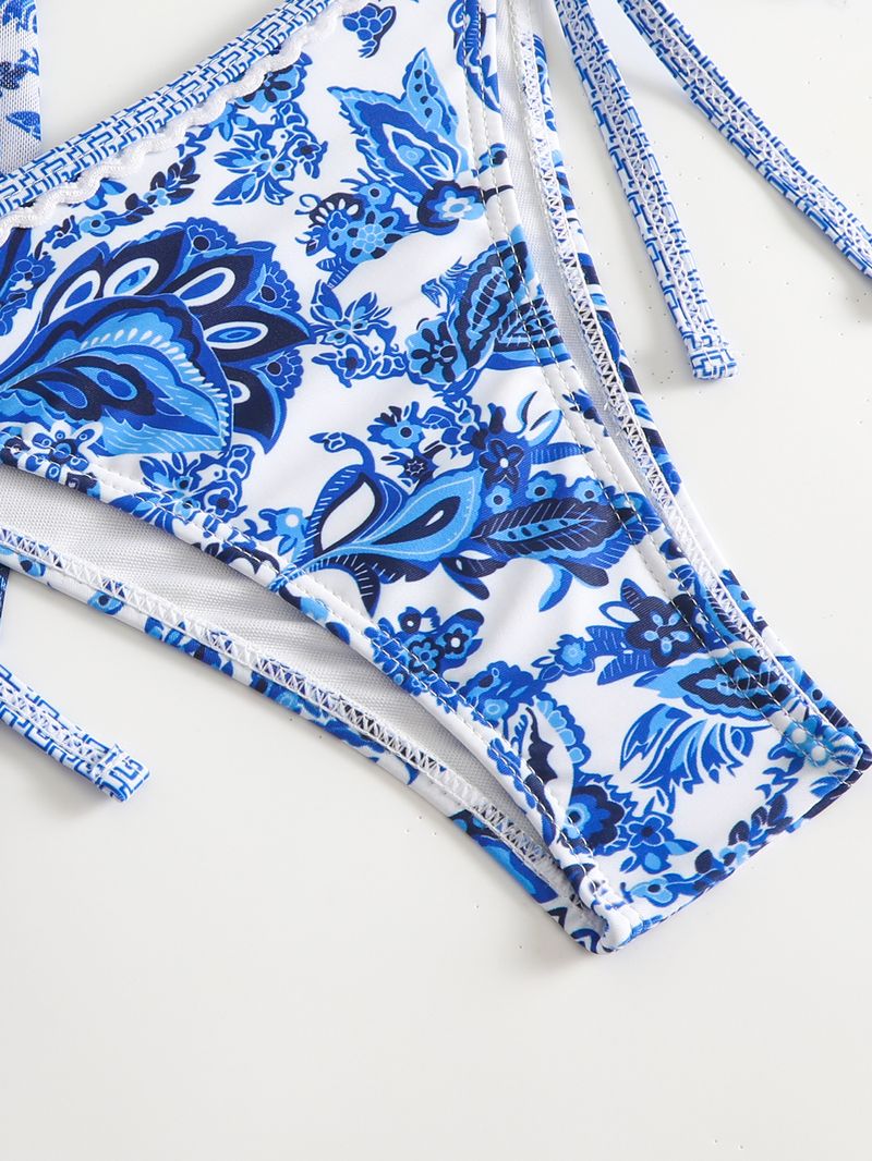 Maillot de bain trois pièces en maille imprimée, nouvelle collection 2024, bikini sexy avec accessoires coquillages_voghion.com