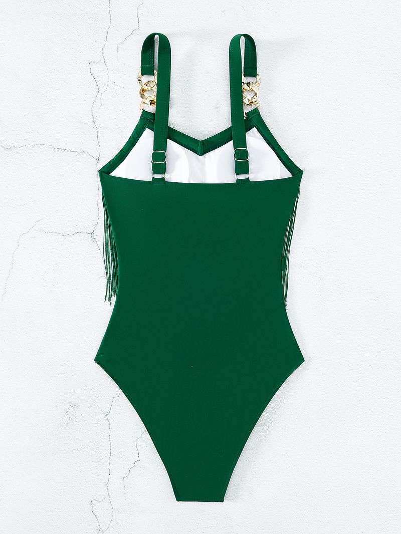 Costume da bagno intero con nappa e cinturino a V, costume da bagno intero con catena multicolore, bikini push-up sexy da donna_voghion.com