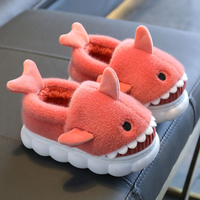 Cartoon Shark Cotton Boys Indoor Home Soft Bottom con calore vellutato, bambini di taglia media e grande antiscivolo, per bambini_voghion.com