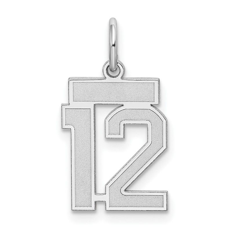 Sterling Silver/Rhodium-plated Satin Number 12 Charm_voghion.com