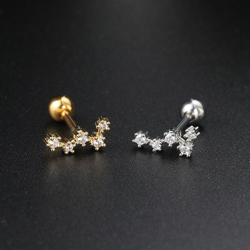 Orecchini unisex geometrici a bottone per le orecchie da donna, con vite a sfera rotonda in acciaio al titanio, con torsione a sfera_voghion.com
