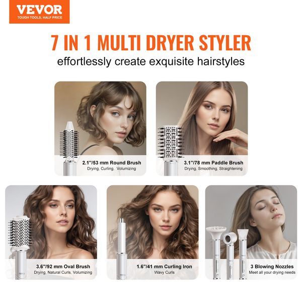 Hair Dryer Brush 7-in-1 Professional Multi Styler For Drying Volumizing_voghion.com