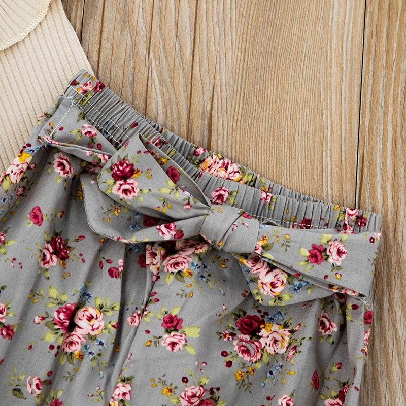 Abbigliamento per bambini per mamma e bambini Wish Popular Baby - Set di pantaloni a fiori color albicocca con fascia per capelli_voghion.com