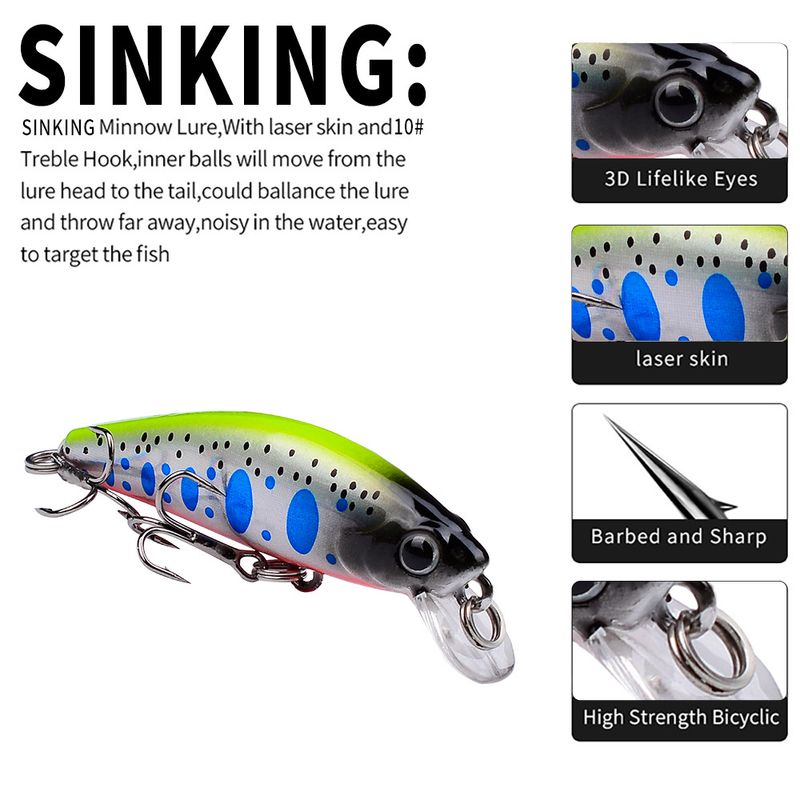 Long Casting Sinking Minnow Lua 5.6cm 6.8g Freshwater Bass Lure Bionic Plastic Hard Bait Fishing Gear_voghion.com