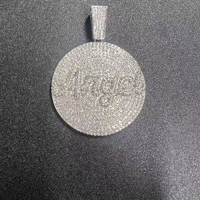 New Round Alloy Pendant Cuban Chain Hip-Hop Style English Letter Angel Necklace_voghion.com