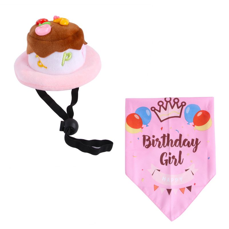 Conjunto de chapéu de bolo, triângulo, cachecol, combinação, vestido de aniversário, festa de animal de estimação engraçada_voghion.com