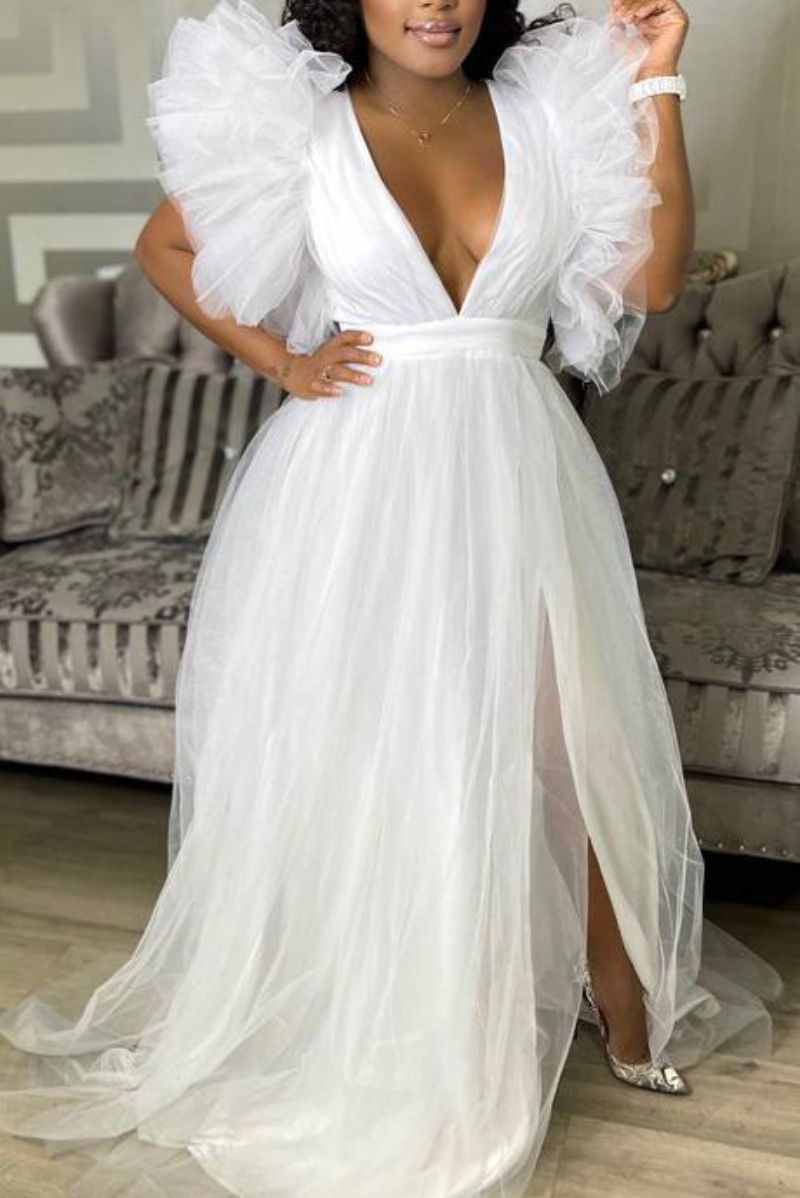 Women's loose swing mesh dress Commuter plus-size women's dress_voghion.com