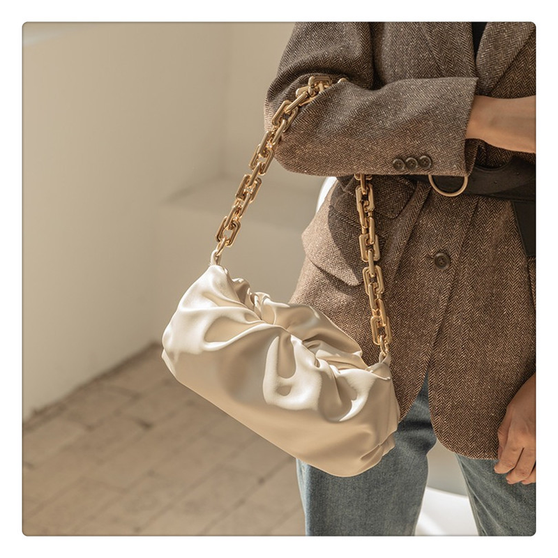 Ins High-end Sense Acrylic Chain Cloud Fold Armpit Bag Shoulder Messenger Dumpling bag 2023 new Douyin_voghion.com