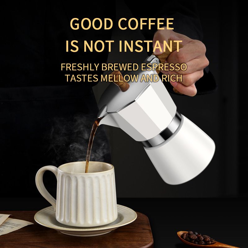 Mokakanne Kaffemaskin Espresso Aluminium Geyser Kaffetrakter Kanne Vannkoker Kaffe Latte Perkolator Komfyr Kaffefilter Kopp Verktøy_voghion.com